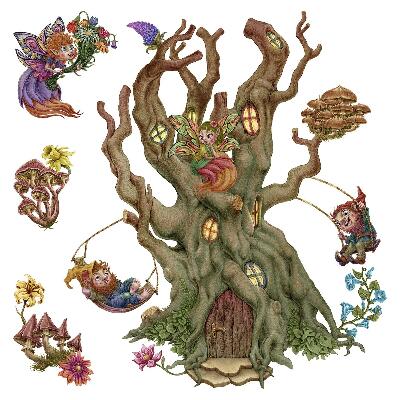 Naklejki do pokoju dziecka 100x161 Krasnale i wróżki w zaczarowanym lesie