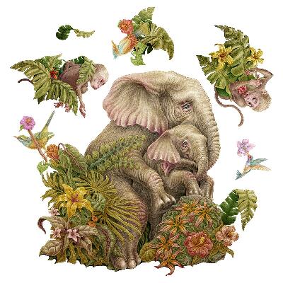 Naklejki do pokoju dziecka 100x125 Pastelowy motyw dzikich zwierząt i tropików