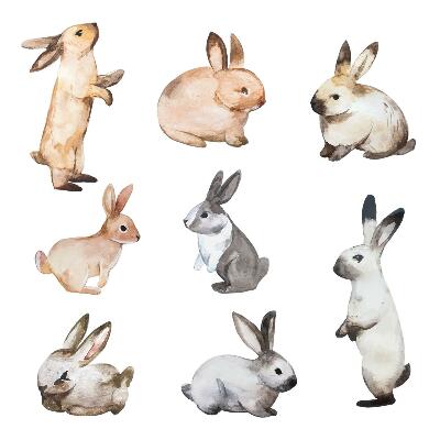 Naklejki do pokoju dziecka 100x181 Króliczki w delikatnym stylu akwarelowym