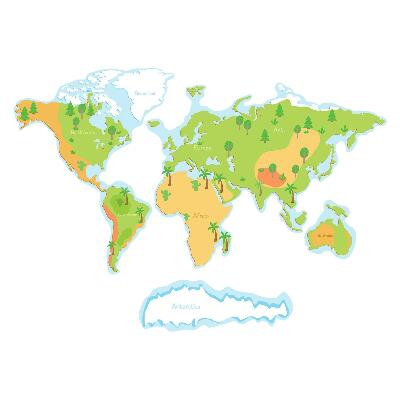 Naklejki do pokoju dziecka 100x143 Ilustracja kontynentów w delikatnych odcieniach