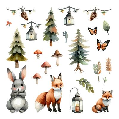 Naklejki do pokoju dziecka 100x108 Boho akwarelowy z motywem fauny i flory