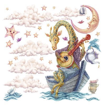 Naklejki do pokoju dziecka 100x142 Zwierzęcy świat w delikatnych pastelach