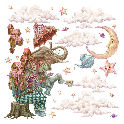 Naklejki do pokoju dziecka 100x138 Pastelowy świat zwierząt w rysunkowym stylu