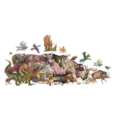 Naklejki do pokoju dziecka 100x173 Rysunkowe baśniowe zwierzęta w pastelach