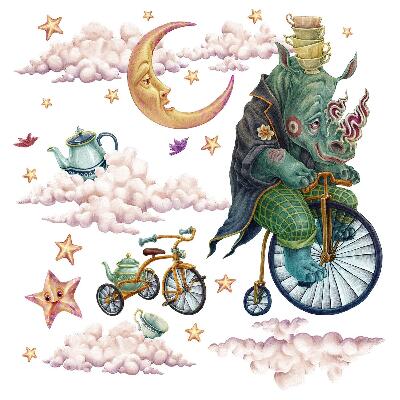 Naklejki dla dzieci 130x174 Ilustrowany świat fauny w artystycznym podejściu