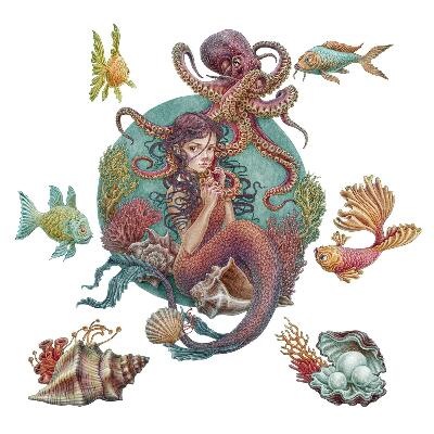 Naklejki dla dzieci 130x145 Podwodne zwierzęta w baśniowym wydaniu