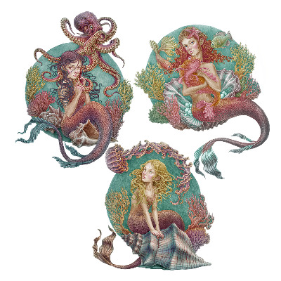 Naklejki dla dzieci 130x172 Baśniowe syrenki w oceanicznych głębinach