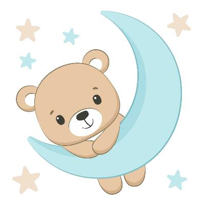 Naklejki dla dzieci 130x143 Miś na księżycu otoczony pastelowymi gwiazdami