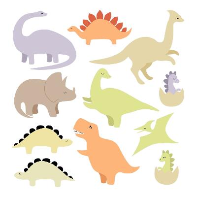 Naklejki dla dzieci 130x183 Pastelowe dinozaury w słodkim stylu