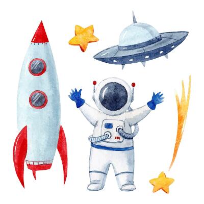 Naklejki dla dzieci 130x221 Pastelowy wszechświat w stylu akwarelowym