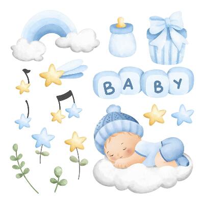 Naklejki dla dzieci 130x209 Dziecięce wzory w delikatnym pastelowym stylu