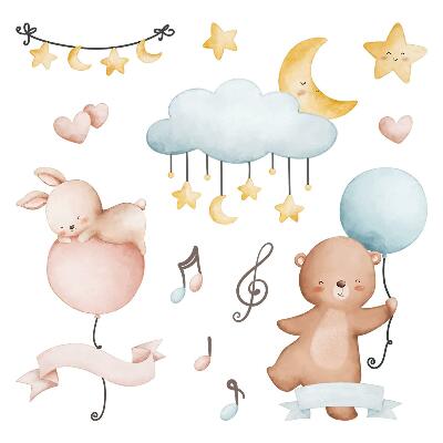 Naklejki dla dzieci 130x193 Muzyczne zwierzaki w delikatnych kolorach