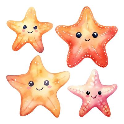 Naklejki dla dzieci 130x141 Uśmiechnięte rozgwiazdy w delikatnych pastelach