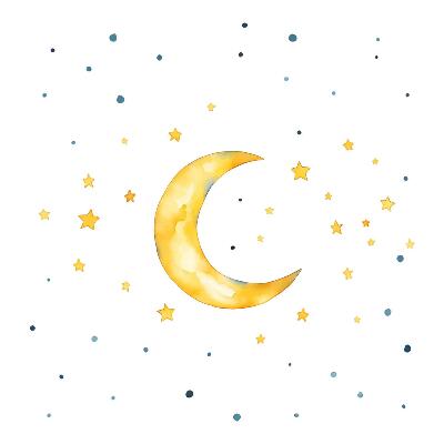 Naklejki dla dzieci 130x141 Akwarelowe nocne niebo z księżycem i gwiazdami