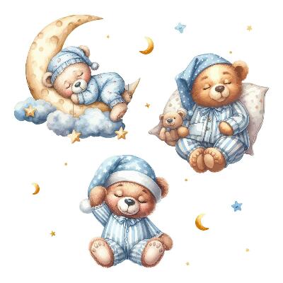 Naklejki dla dzieci 130x223 Pastelowe niebo z misami w stylu akwarelowym