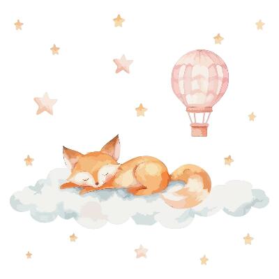 Naklejki dla dzieci 130x203 Lisek na chmurce z gwiazdami i balonem w akwareli