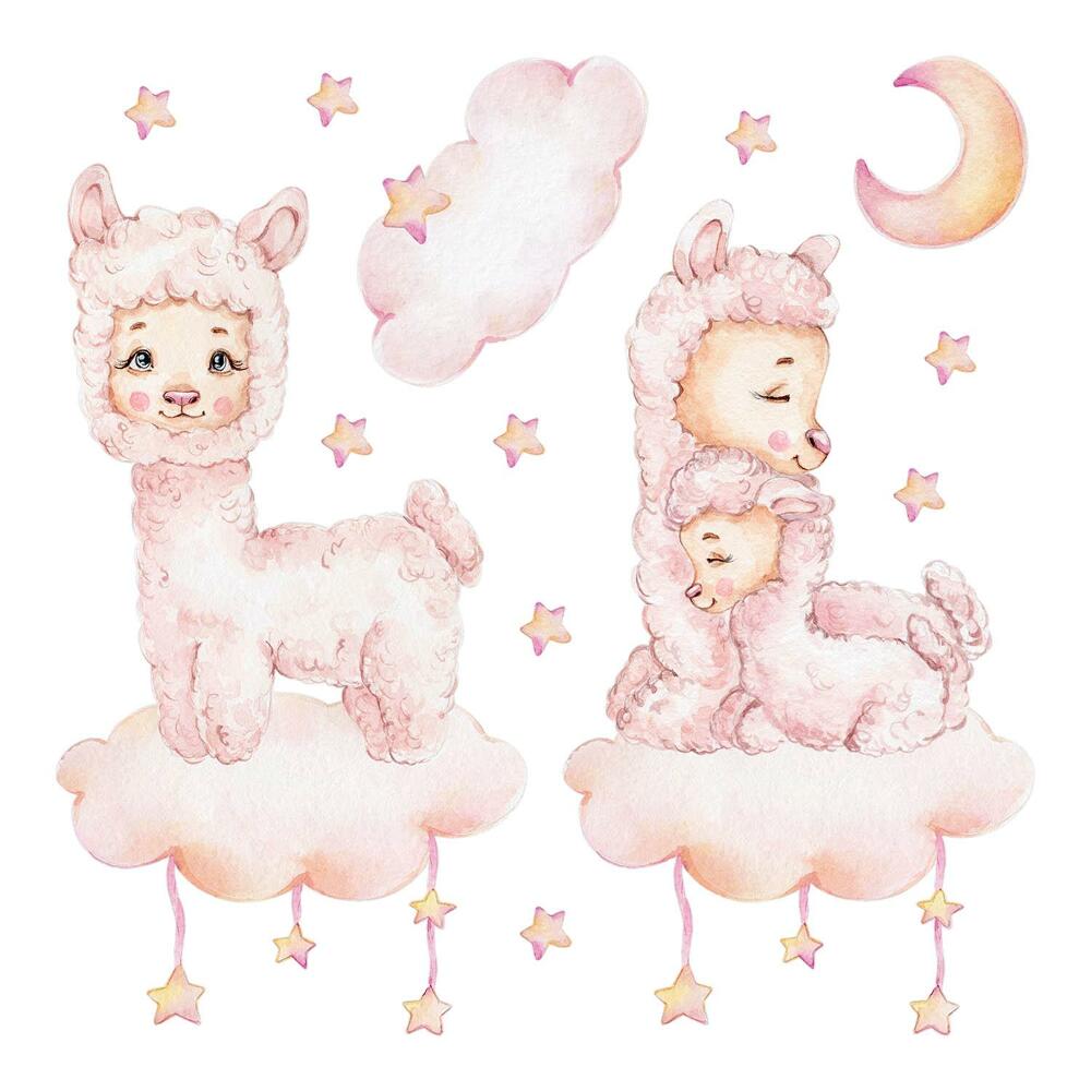 Naklejki dla dzieci 130x234 Akwarelowe owieczki w pastelowych chmurach