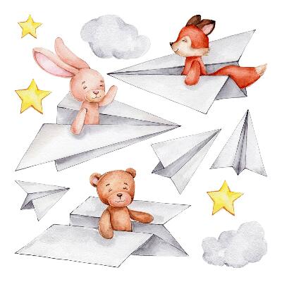 Naklejki dla dzieci 130x221 Pastelowe akwarele z urokliwymi zwierzakami