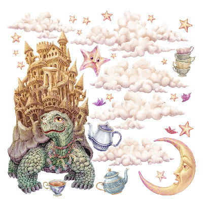 Naklejki dla dzieci 130x167 Pastelowe rysunki zwierząt z magicznego królestwa