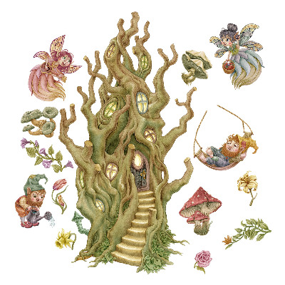 Naklejki dla dzieci 130x173 Krasnale i wróżki w magicznym lesie