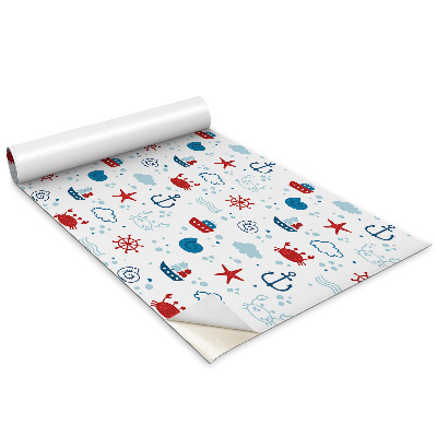 Nalepka na meble Plażowy wzór dla dzieci Kraby Statki