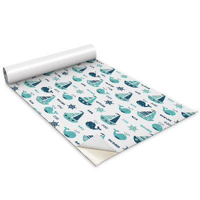 Folia do oklejania mebli Wzór dziecięcy Statki Wieloryby