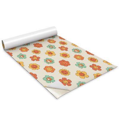 Folia do oklejania mebli Klasyczny wzór lata 70 Wesołe kwiatki