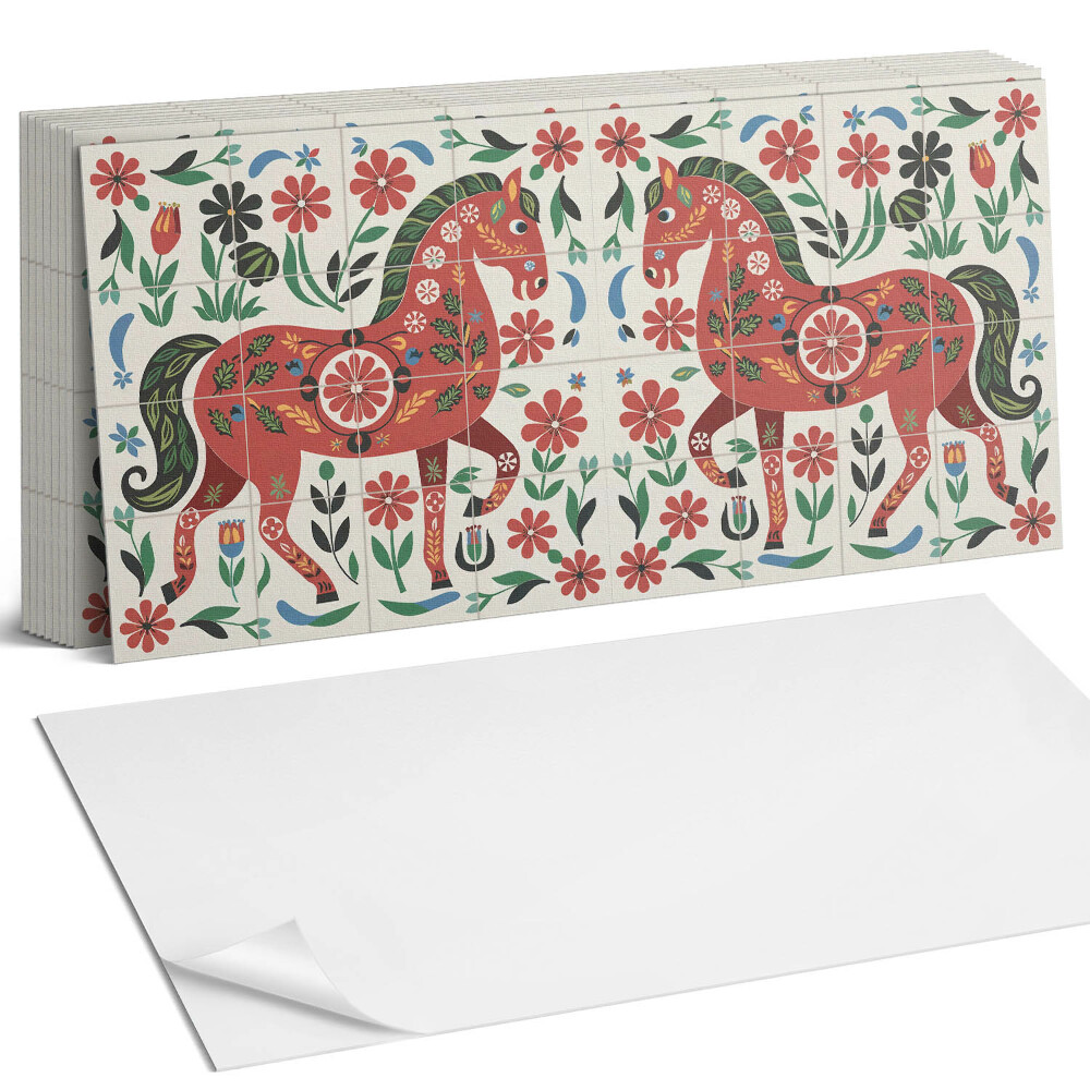 Panel samoprzylepny na ścianę Wzór konia w kwiatach