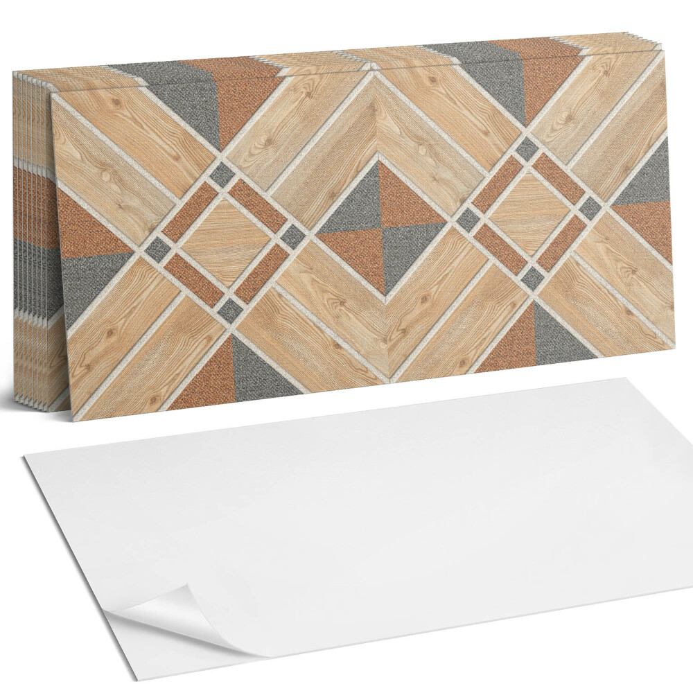 Panel samoprzylepny na ścianę Wzór geometryczny z drewnem