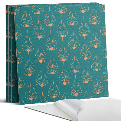 Panel samoprzylepny kwadratowy Wzór liści z okręgami