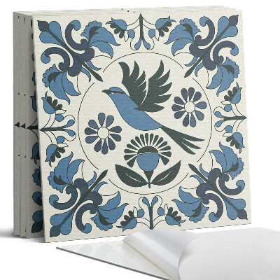 Panel dekoracyjny kwadratowy Wzór z ptakiem i kwiatami