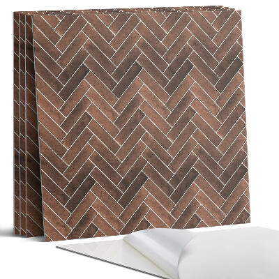 Panel samoprzylepny kwadratowy Wzór jodełkowy drewna