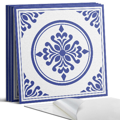 Panel samoprzylepny kwadratowy Wzór z okręgiem i kwiatami