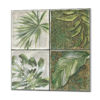 Panel samoprzylepny kwadratowy Liście na kafelkach