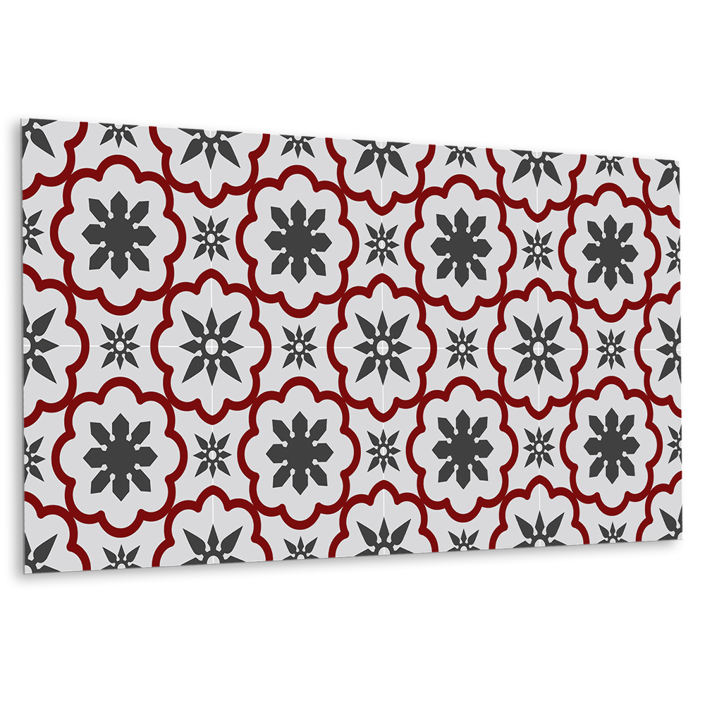 Płyta na ścianę Kwiatowy wzór w odcieniach szaro-czerwonych