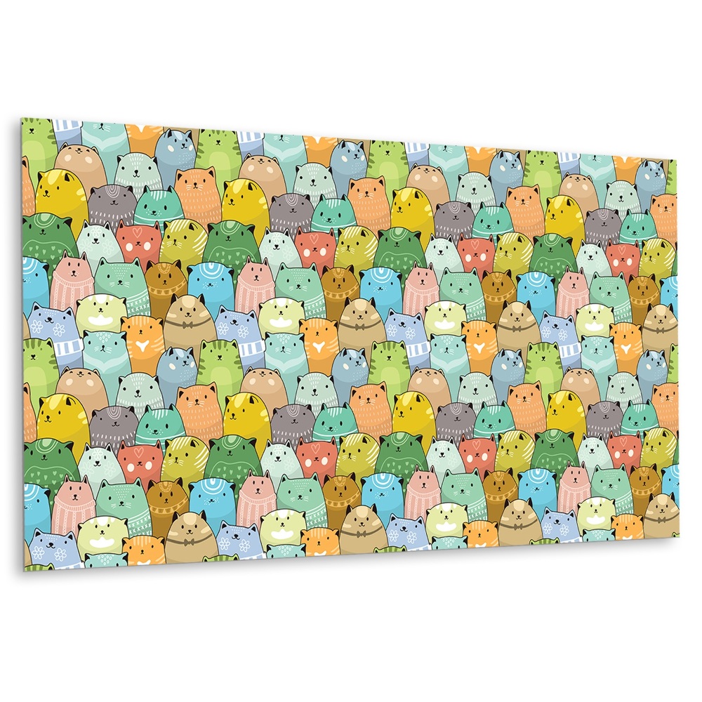 Płyta na ścianę Wesołe koty w kolorowych wzorach