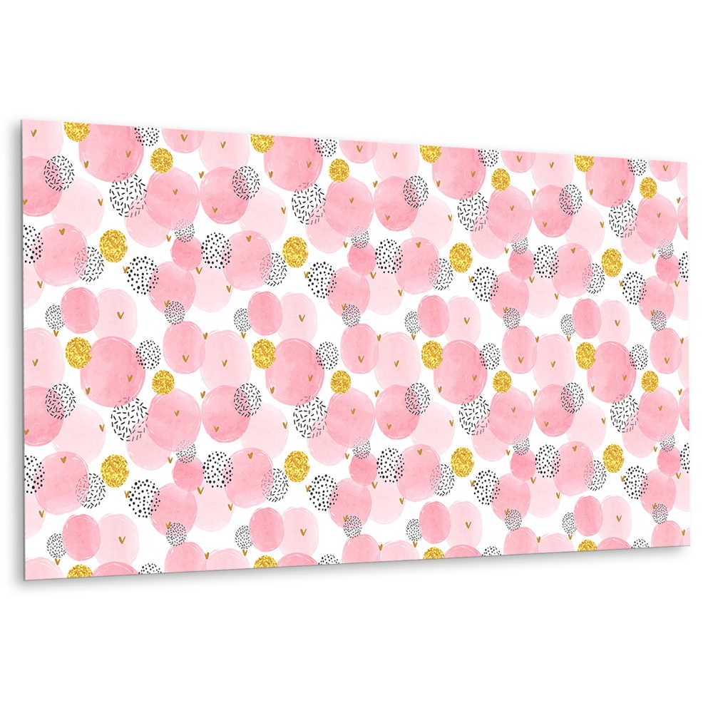 Płyta na ścianę Różowe kółka z złotymi akcentami