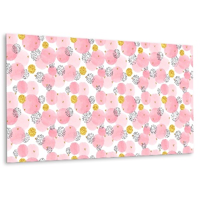 Płyta na ścianę Różowe kółka z złotymi akcentami