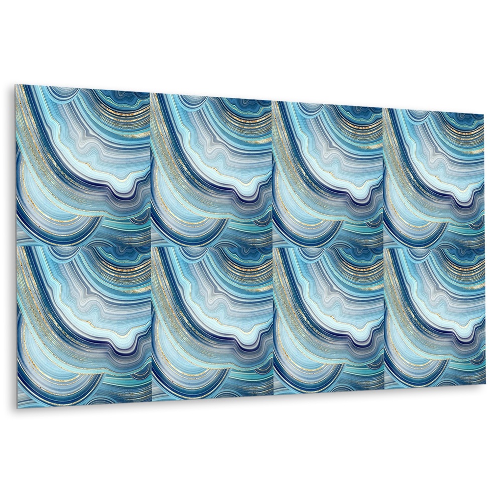 Panel ścienny Abstrakcyjne niebieskie fale z złotymi akcentami