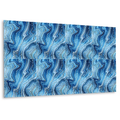 Panel dekoracyjny Niebieskie fale marmurkowe z złotymi akcentami