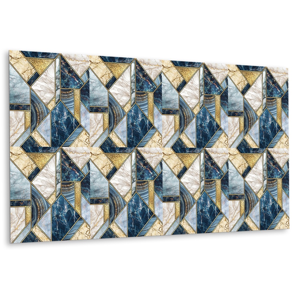 Płyta na ścianę Geometria z niebieskimi akcentami i złotem