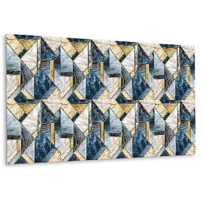 Płyta na ścianę Geometria z niebieskimi akcentami i złotem