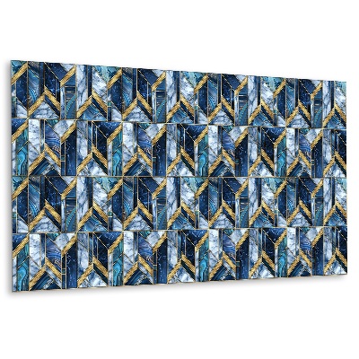 Panel ścienny Niebieskie geometryczne wzory z złotymi akcentami