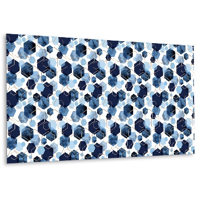 Panel dekoracyjny Niebieskie heksagony z złotymi akcentami