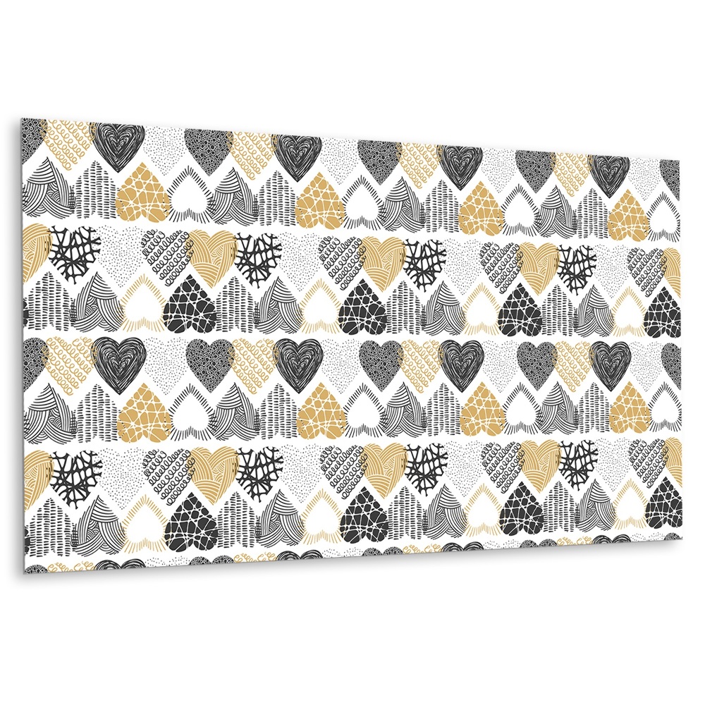 Panel pcv na ścianę Motyw serc z geometrycznymi wzorami