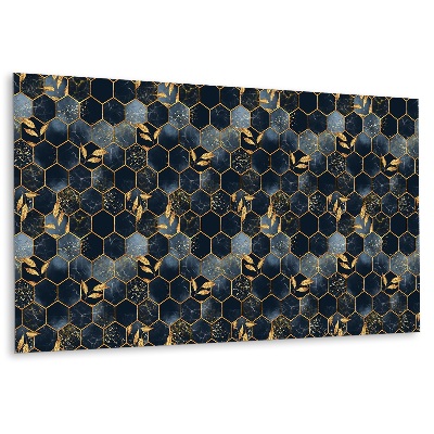 Panel ścienny Złote liście na granatowym tle