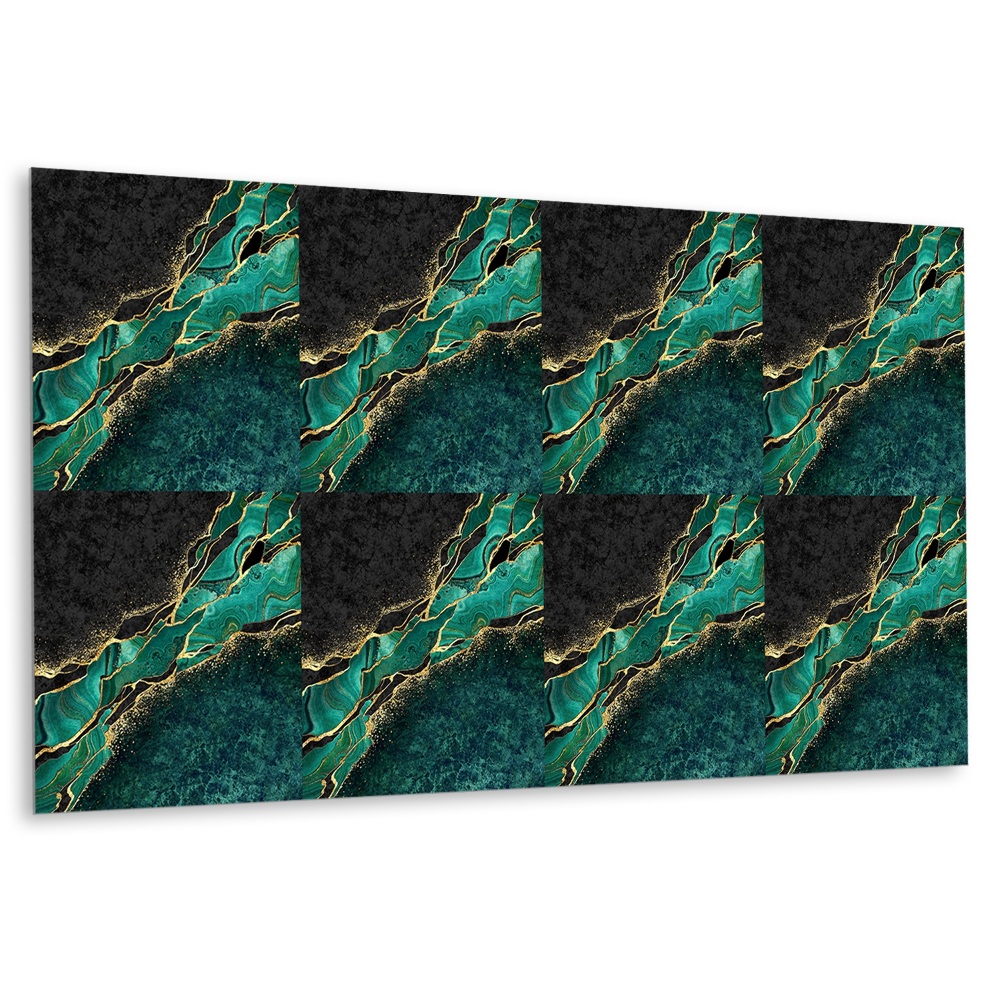 Panel dekoracyjny Złote żyłkowanie na zielonym tle