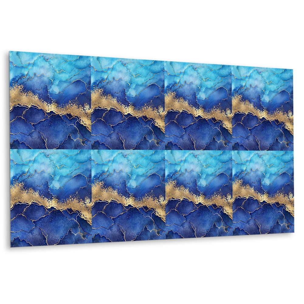 Panel dekoracyjny Morska fala z złotymi akcentami