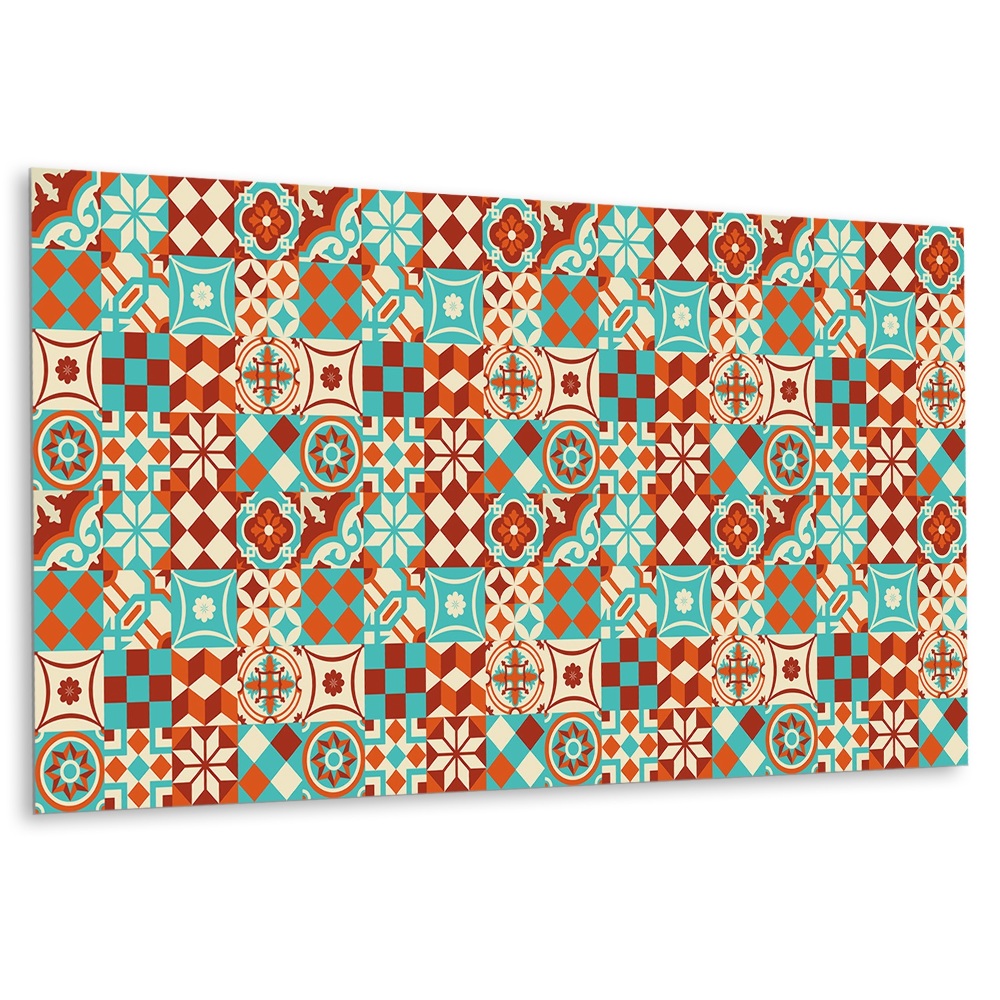 Panel pcv na ścianę Motyw mozaiki w kolorze turkusowym i pomarańczowym