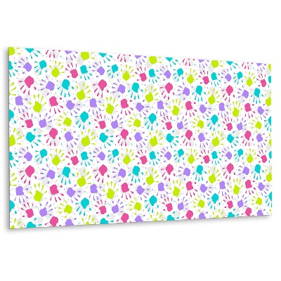 Płyta na ścianę Kolorowe odciski rąk na białym tle